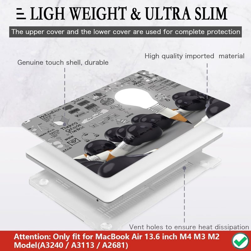 CISSOOK Creative Bulb Hard Shell Case for MacBook Air 13.6 inch M3 A3113 A2681 M2 2025 2024 2022 Release, Plastic Hard Shell Cover with Keyboard Cover for MacBook Air 13.6 M2 M3 2022-2025 - Image 4